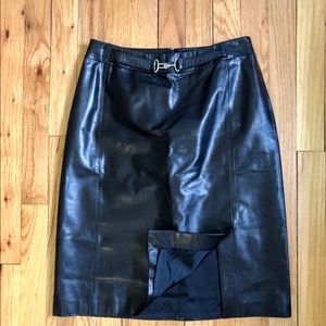 Ann Taylor black leather skirt